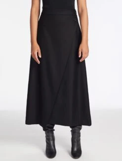 Layla Wool Maxi Wrap Skirt - Black -CEFINN Shop AU23 SK LAYLA BLACK LS 228