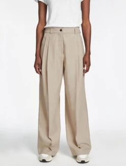 Tamara Cotton Twill Wide Leg Trouser - Beige 10 Tamara Cotton Twill Wide Leg Trouser - Beige -CEFINN Shop AU23 TR579 TAMARA BEIGE 1844