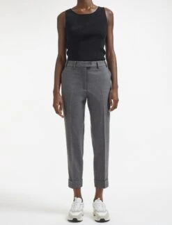 Clement New Wool Easy Waist Turn Up Trouser - Mid Grey 10 Clement New Wool Easy Waist Turn Up Trouser - Mid Grey -CEFINN Shop AU23 TR77 CLEMENT MIDGREY LS 420