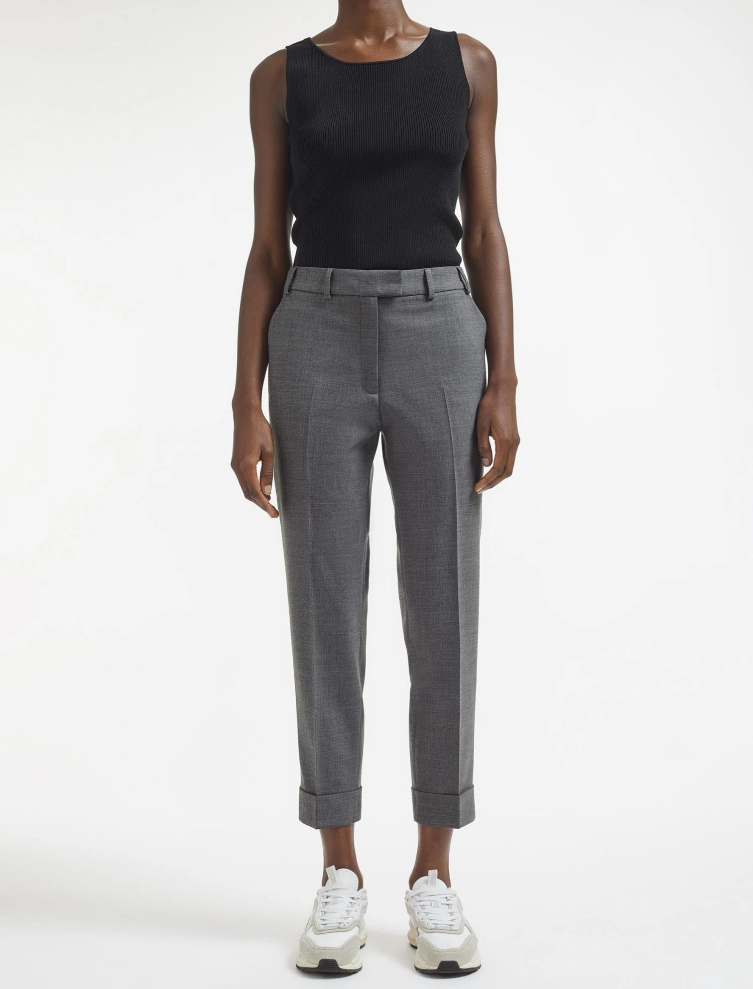 Clement New Wool Easy Waist Turn Up Trouser - Mid Grey 4 Clement New Wool Easy Waist Turn Up Trouser - Mid Grey - Image 4