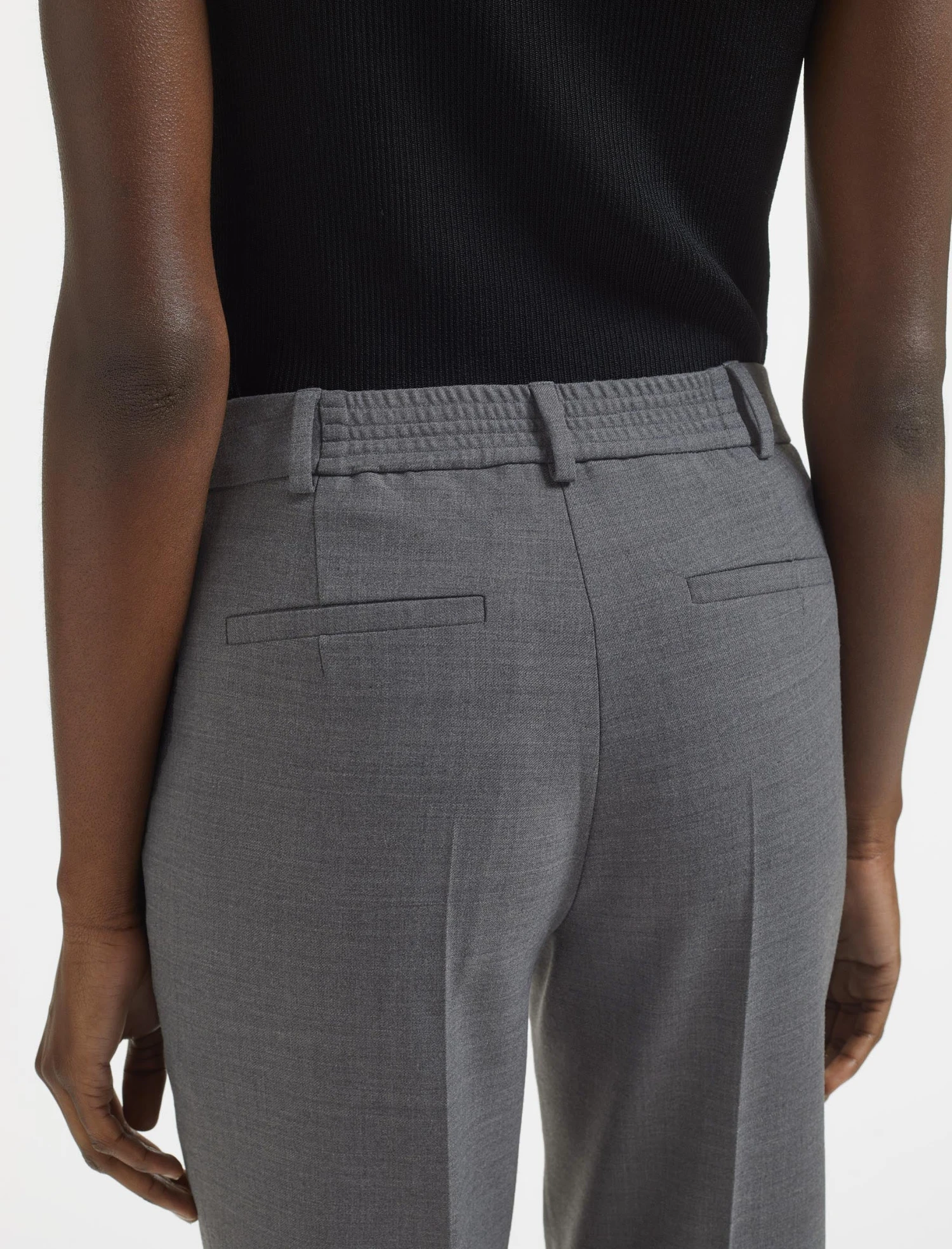 Clement New Wool Easy Waist Turn Up Trouser - Mid Grey 2 Clement New Wool Easy Waist Turn Up Trouser - Mid Grey - Image 2
