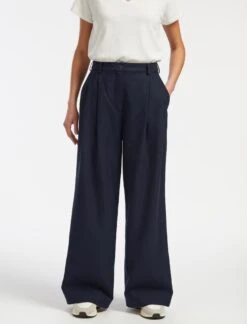 Tamara Cotton Twill Wide Leg Trouser - Navy -CEFINN Shop AU23 TR79 TAMARA NAVY LS 14563