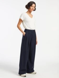 Tamara Cotton Twill Wide Leg Trouser - Navy -CEFINN Shop AU23 TR79 TAMARA NAVY LS 14598