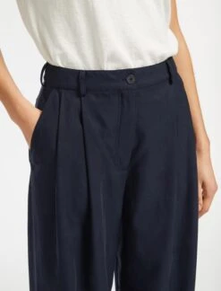 Tamara Cotton Twill Wide Leg Trouser - Navy -CEFINN Shop AU23 TR79 TAMARA NAVY LS 14603