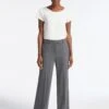 Terence Stretch Wool Wide Leg Trouser - Mid Grey