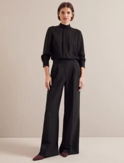 Riley Funnel Neck Blouse - Black -CEFINN Shop AU24 B6 RILEY BLACK LS 23952