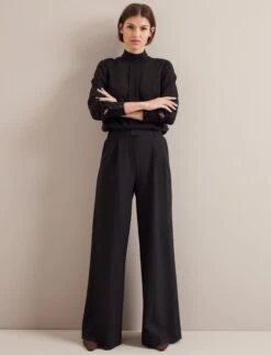 Riley Funnel Neck Blouse - Black -CEFINN Shop AU24 B6 RILEY BLACK LS 24010