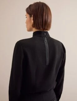 Riley Funnel Neck Blouse - Black -CEFINN Shop AU24 B6 RILEY BLACK LS 24143