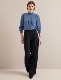 Riley Funnel Neck Blouse - Cornflower Blue -CEFINN Shop AU24 B6 RILEY CORNFLOWERBLUE LS 24364