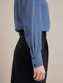 Riley Funnel Neck Blouse - Cornflower Blue -CEFINN Shop AU24 B6 RILEY CORNFLOWERBLUE LS 24462