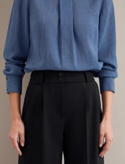 Riley Funnel Neck Blouse - Cornflower Blue -CEFINN Shop AU24 B6 RILEY CORNFLOWERBLUE LS 24519