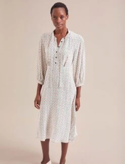 Daria Silk Midi Dress - Cream Floral Tile Print -CEFINN Shop AU24 D159 DARIA CREAMFLORALTILEPRINT LS 19778 cb4edf42 bc78 4e41 87e4 8af0f4a53854