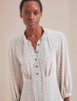 Daria Silk Midi Dress - Cream Floral Tile Print -CEFINN Shop AU24 D159 DARIA CREAMFLORALTILEPRINT LS 19796 831bd17c 1d13 449e a46f b12ef2dad604