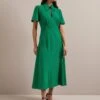 Reya Techni Voile Midi Dress - Emerald Green