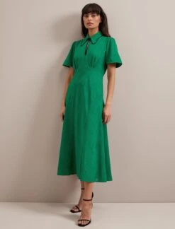 Reya Techni Voile Midi Dress - Emerald Green -CEFINN Shop AU24 D627 REYA EMERALDGREEN LS 3037