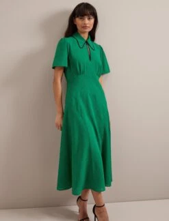 Reya Techni Voile Midi Dress - Emerald Green -CEFINN Shop AU24 D627 REYA EMERALDGREEN LS 3101