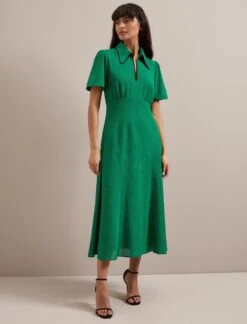 Reya Techni Voile Midi Dress - Emerald Green -CEFINN Shop AU24 D627 REYA EMERALDGREEN LS 3144
