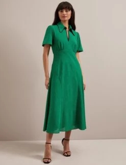 Reya Techni Voile Midi Dress - Emerald Green -CEFINN Shop AU24 D627 REYA EMERALDGREEN LS 3155