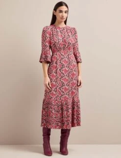 Tibi Maxi Dress - Pink Snakeskin Print -CEFINN Shop AU24 D653 TIBI PINKSNAKESKINPRINT LS 1258