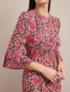 Tibi Maxi Dress - Pink Snakeskin Print -CEFINN Shop AU24 D653 TIBI PINKSNAKESKINPRINT LS 1309