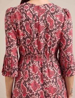 Tibi Maxi Dress - Pink Snakeskin Print -CEFINN Shop AU24 D653 TIBI PINKSNAKESKINPRINT LS 1314