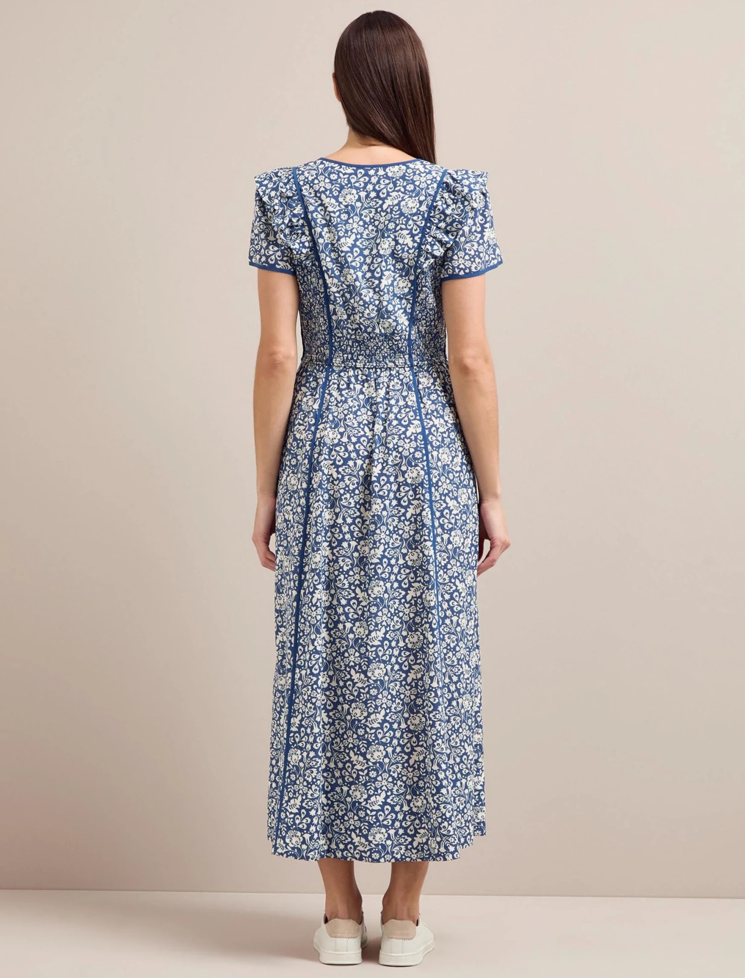 Maeve Cotton Blend Maxi Dress - Blue Mono Floral Print 8 Maeve Cotton Blend Maxi Dress - Blue Mono Floral Print - Image 8