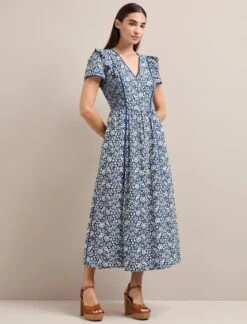 Maeve Cotton Blend Maxi Dress - Blue Mono Floral Print 13 Maeve Cotton Blend Maxi Dress - Blue Mono Floral Print -CEFINN Shop AU24 D657 MAEVE BLUEMONOFLORALPRINT LS 1416