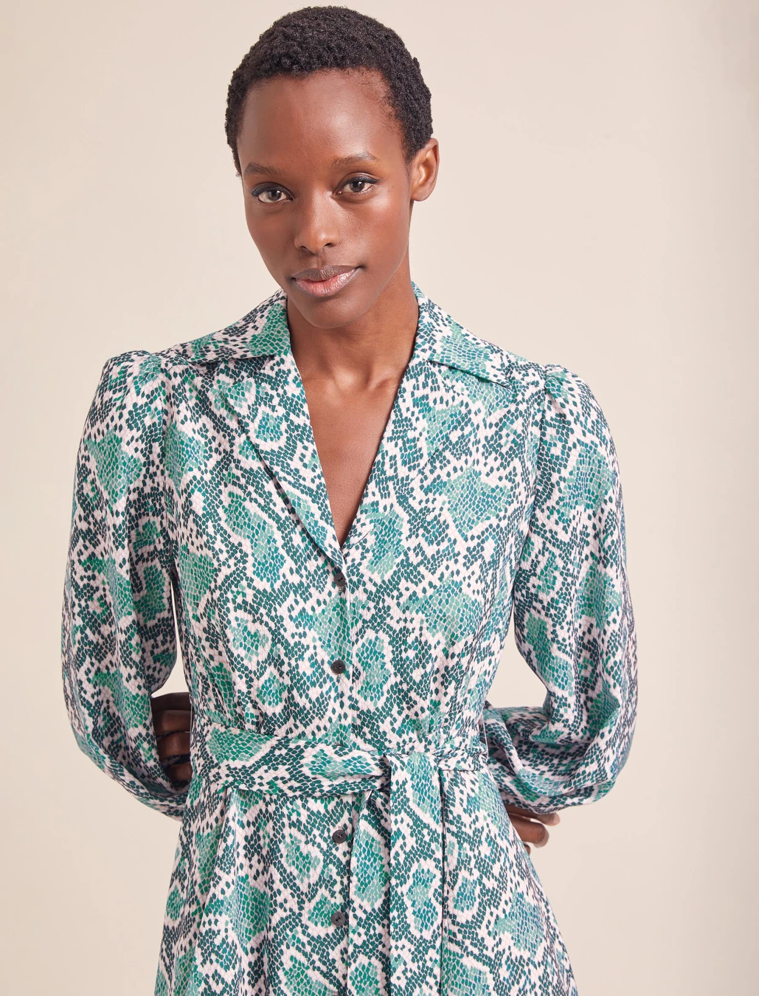 Odette Maxi Dress - Green Snakeskin Print 3 Odette Maxi Dress - Green Snakeskin Print - Image 3