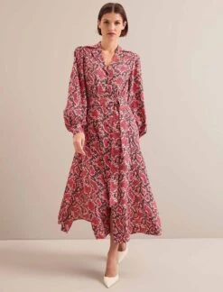 Odette Maxi Dress - Pink Snakeskin Print -CEFINN Shop AU24 D661 ODETTE PINKSNAKESKINPRINT LS 25498