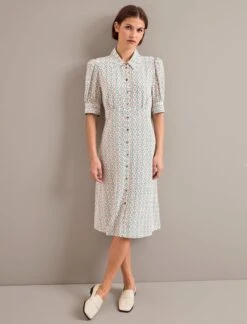 Ivy Silk Dress - Cream Floral Tile Print -CEFINN Shop AU24 D663 IVY CREAMFLORALTILEPRINT LS 1298 b9b9b839 ed86 4c4a b203 5971c0c5db15