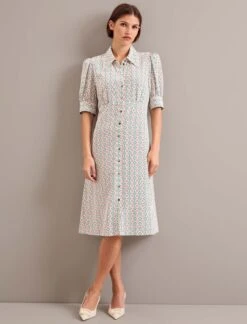 Ivy Silk Dress - Cream Floral Tile Print -CEFINN Shop AU24 D663 IVY CREAMFLORALTILEPRINT LS 1368 04924f8b 5b1c 44e0 a1e8 8def922f34e9