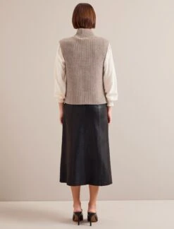 Janie Cashmere Blend Funnel Neck Sleeveless Jumper - Taupe -CEFINN Shop AU24 K156 JANICE TAUPE 1102