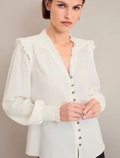 Stella Silk Shirt - Cream -CEFINN Shop AU24 S95 STELLA CREAM LS 0868