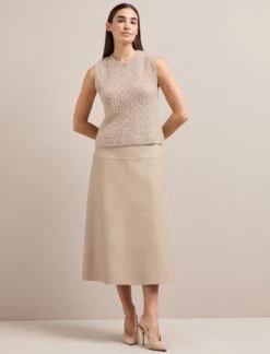 Tiana Leather Midi Skirt - Sand -CEFINN Shop AU24 SK119 TIANA SAND LS 2357