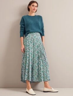 Sienna Maxi Skirt - Green Snakeskin Print -CEFINN Shop AU24 SK183 SIENNA GREENSNAKESKINPRINT LS 25692