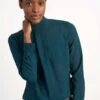 Riley Funnel Neck Blouse - Petrol Blue