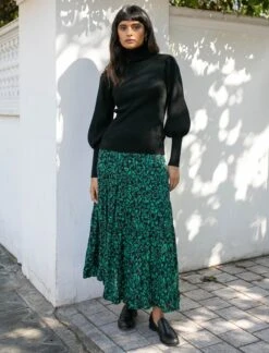 Sawyer Cotton Maxi Skirt - Green Bramble Print -CEFINN Shop Eva Roll Neck Sawyer 8ebf8823 5fb2 41c3 b41d 61b582f2bcff
