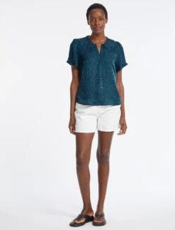 Rosa Silk Blend Blouse - Petrol Blue Leopard Pansy Print -CEFINN Shop RSHT B139 ROSA PETROL BLUE LS 4505 c2f1a39e 6d10 4069 a9a1 91e037b9e5a4