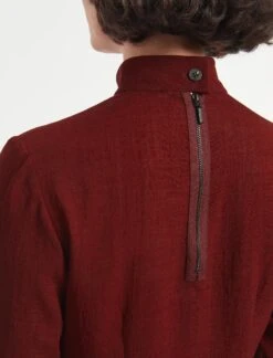 Riley Funnel Neck Blouse - Dark Red -CEFINN Shop RSHT B6 RILEY DARKRED LS 1225