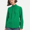 Riley Funnel Neck Blouse - Emerald Green