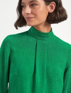 Riley Funnel Neck Blouse - Emerald Green -CEFINN Shop RSHT B6 RILEY EMERALDGREEN LS 1919