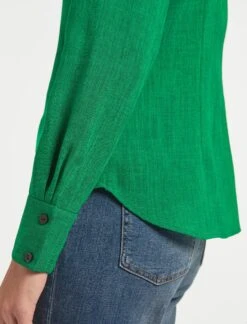 Riley Funnel Neck Blouse - Emerald Green -CEFINN Shop RSHT B6 RILEY EMERALDGREEN LS 1924
