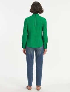 Riley Funnel Neck Blouse - Emerald Green -CEFINN Shop RSHT B6 RILEY EMERALDGREEN LS 1930
