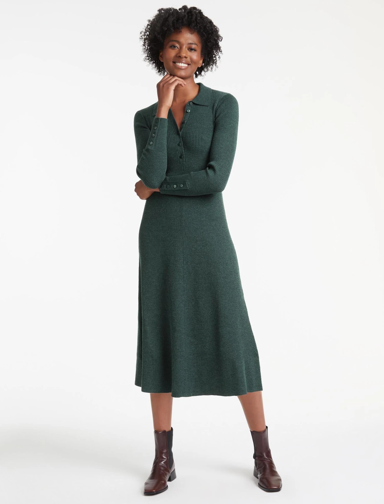 Josie Wool Knit Dress - Dark Green 3 Josie Wool Knit Dress - Dark Green - Image 3