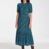 Hermione Maxi Dress - Black Blue Deco Floral Print