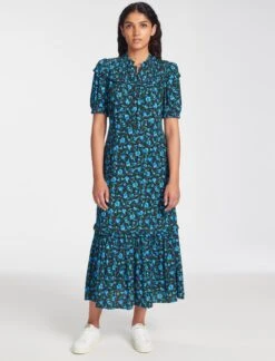 Hermione Maxi Dress - Black Blue Deco Floral Print 6 Hermione Maxi Dress - Black Blue Deco Floral Print -CEFINN Shop RSHT D513 HERMIONE BLACKBLUEDECOFLORALPRINT LS 2020