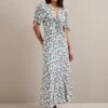Ophelia Bias Cut Maxi Dress - White Multi Tropical Floral Print