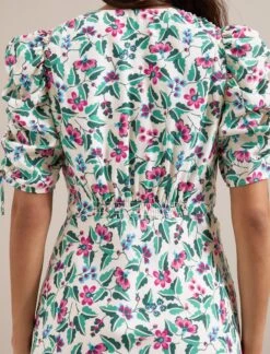 Ophelia Bias Cut Maxi Dress - White Multi Tropical Floral Print -CEFINN Shop RSHT D635 OPHELIA CREAMMULTITROPICALFLORALPRINT LS 3518