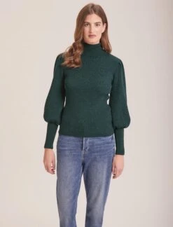Eva Wool Roll Neck Jumper - Dark Green -CEFINN Shop RSHT K10 EVA DARKGREEN LS 38448