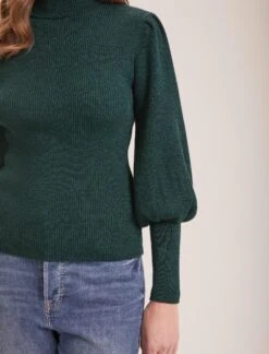 Eva Wool Roll Neck Jumper - Dark Green -CEFINN Shop RSHT K10 EVA DARKGREEN LS 38459